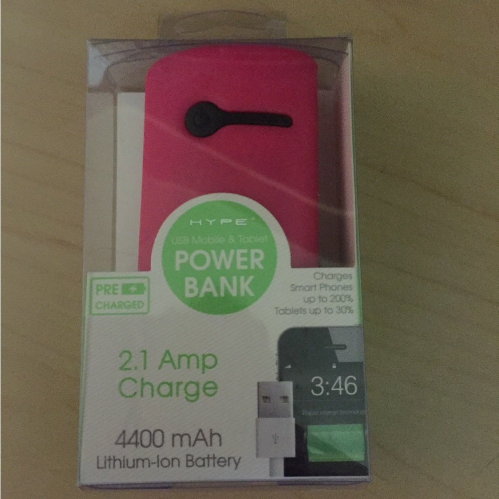 Hype Pink Portable Charger 4400 mAh